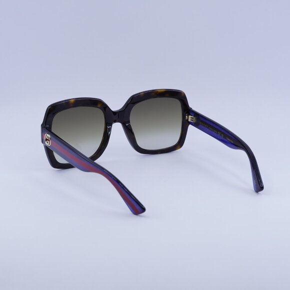 Gucci GG0036SN 004 Sunglasses Havana/Blue Square Frame, Brown Lenses